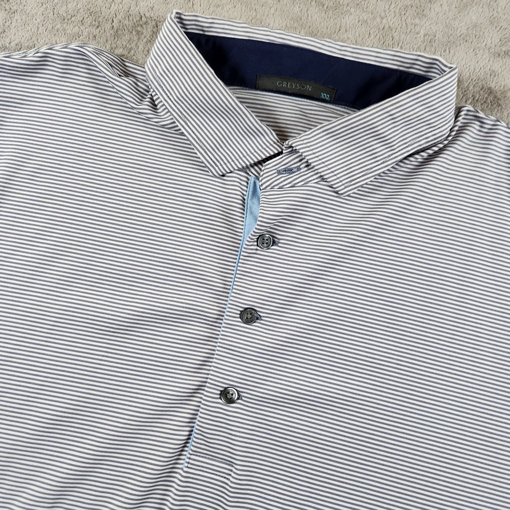 Greyson Golf Polo Shirt Mens size‎ 2XL Short Sleeve Stripe Recycled Polyester - Picture 9 of 10